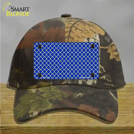 Blue White Quatrefoil Novelty License Plate Hat Cotton / Camoflauge