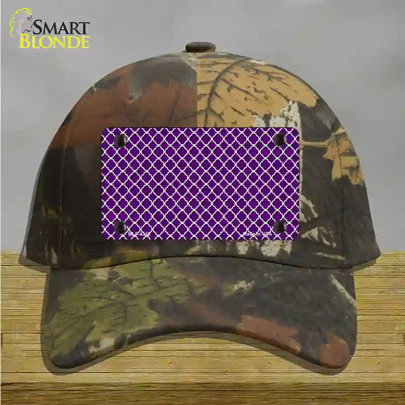 Purple White Quatrefoil Novelty License Plate Hat Cotton / Camoflauge