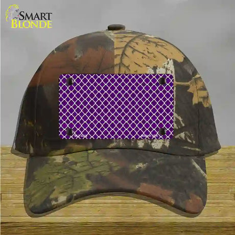 Purple White Quatrefoil Novelty License Plate Hat Cotton / Camoflauge