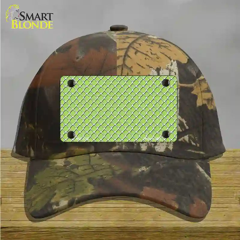 Lime Green White Quatrefoil Novelty License Plate Hat Cotton / Camoflauge