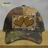 Brown White Quatrefoil Brown Center Hearts Novelty License Plate Hat Cotton / Camoflauge