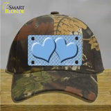 Light Blue White Quatrefoil Light Blue Center Hearts Novelty License Plate Hat Cotton / Camoflauge