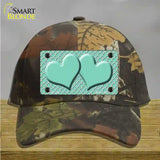 Mint White Quatrefoil And Mint Center Hearts Novelty License Plate Hat Cotton / Camoflauge