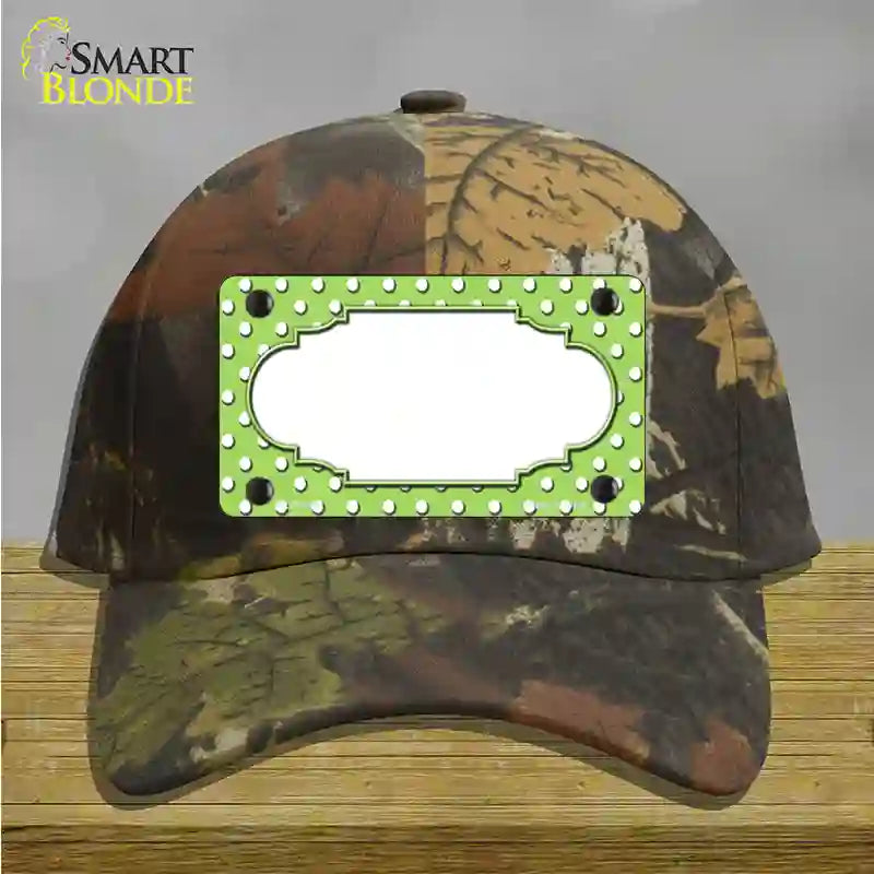 Scallop Lime Green White Polka Dot Novelty License Plate Hat Cotton / Camoflauge