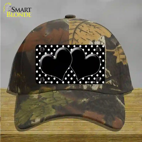 Black White Polka Dot Center Hearts Novelty License Plate Hat Cotton / Camoflauge