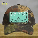 Mint White Polka Dot Center Hearts Novelty License Plate Hat Cotton / Camoflauge