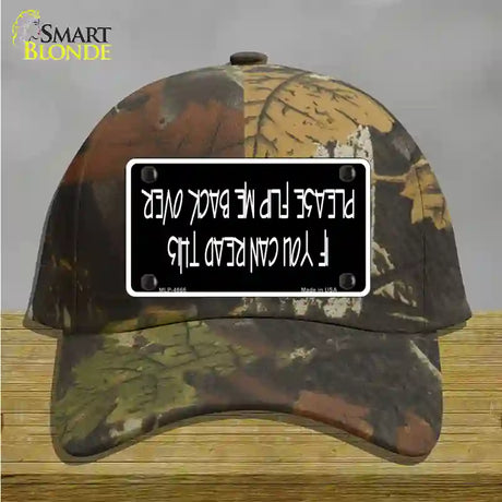 Flip Me Over Metal Novelty License Plate Hat Cotton / Camoflauge