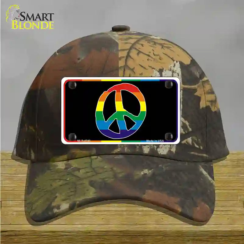 Peace Sign Novelty License Plate Hat Cotton Camoflauge