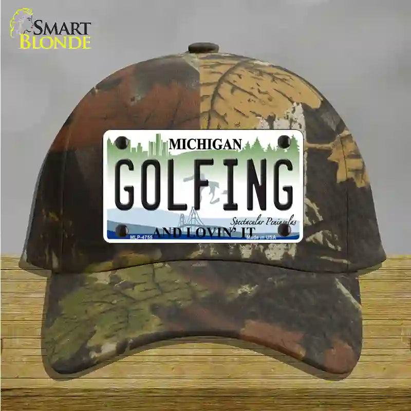 Golfing Michigan State Novelty License Plate Hat Cotton / Camoflauge