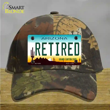 Arizona Retired Novelty License Plate Hat Cotton / Camoflauge