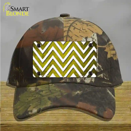 Yellow White Chevron Oil Rubbed Novelty License Plate Hat Cotton / Camoflauge