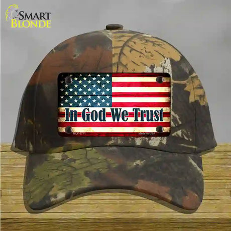 In God We Trust American Flag Novelty License Plate Hat Cotton / Camoflauge