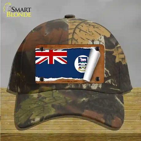 Falkland Islands Flag Scroll Novelty License Plate Hat Cotton / Camoflauge