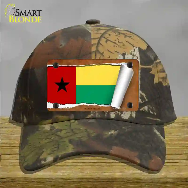 Guinea-Bissau Flag Scroll Novelty License Plate Hat Cotton / Camoflauge