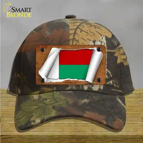 Madagascar Flag Scroll Novelty License Plate Hat Cotton / Camoflauge