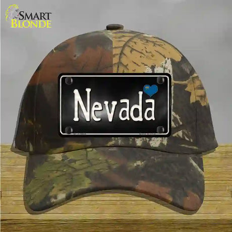 Nevada Flag Script Novelty License Plate Hat Cotton / Camoflauge