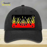 Flames Novelty License Plate Hat Unconstructed Cotton / Black