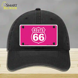 US Route 66 Pink Novelty License Plate Hat Unconstructed Cotton / Black