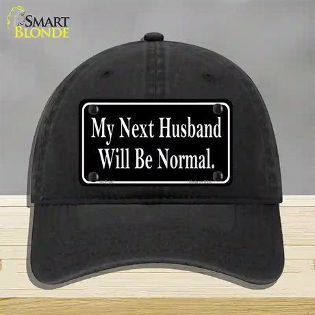 My Next Husband Novelty License Plate Hat Unconstructed Cotton / Black