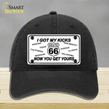 I Got My Kicks Novelty License Plate Hat Unconstructed Cotton / Black