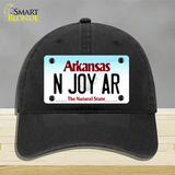N Joy AR Arkansas Novelty License Plate Hat Unconstructed Cotton / Black