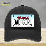 Bad Girl Arkansas Novelty License Plate Hat Unconstructed Cotton / Black