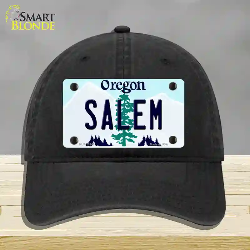 Salem Oregon Novelty License Plate Hat Unconstructed Cotton / Black