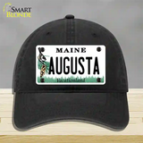 Augusta Maine Novelty License Plate Hat Unconstructed Cotton / Black