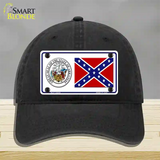 Confederate Flag Arkansas Seal Novelty License Plate Hat Unconstructed Cotton / Black