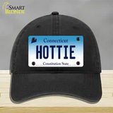 Hottie Connecticut Novelty License Plate Hat Unconstructed Cotton / Black