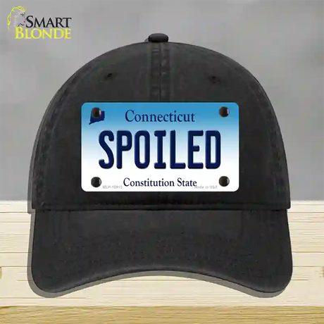 Spoiled Connecticut Novelty License Plate Hat Unconstructed Cotton / Black
