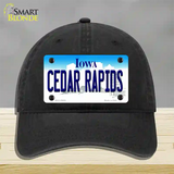 Cedar Rapids Iowa Novelty License Plate Hat Unconstructed Cotton / Black