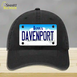 Davenport Iowa Novelty License Plate Hat Unconstructed Cotton / Black