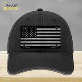 American Flag Black and Gray Novelty License Plate Hat Unconstructed Cotton Black