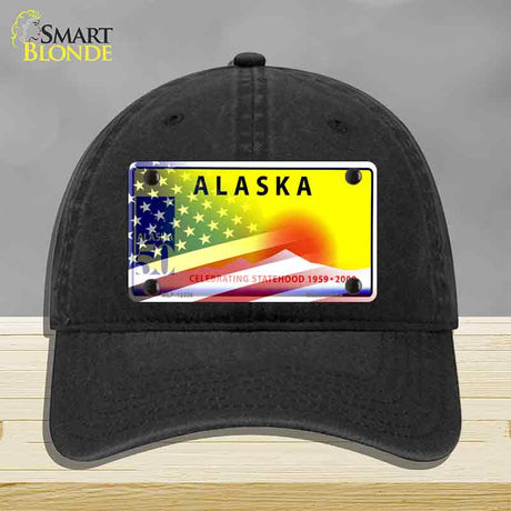 Alaska with American Flag Novelty License Plate Hat HAT-MLP-12330
