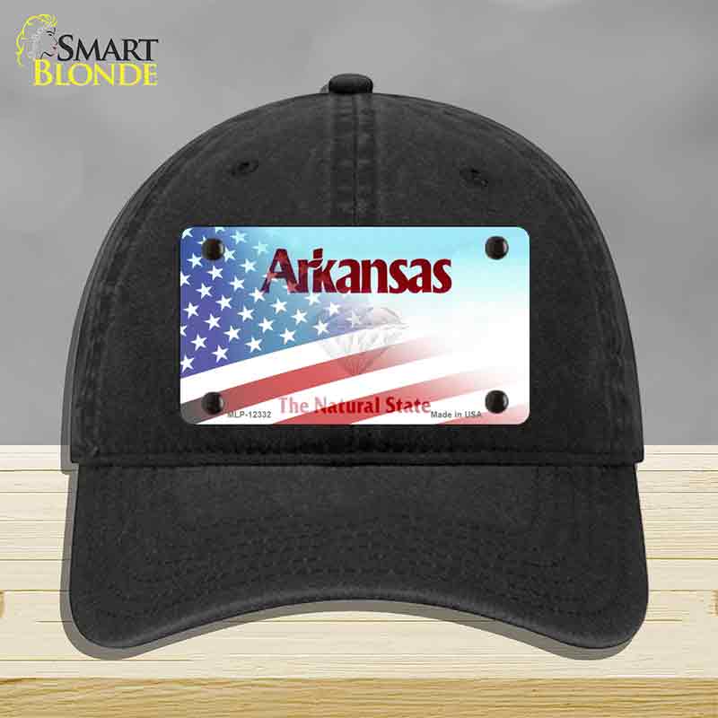 Arkansas with American Flag Novelty License Plate Hat HAT-MLP-12332