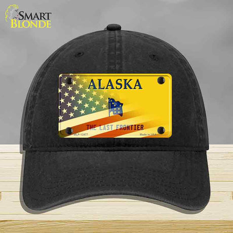 Alaska with American Flag Novelty License Plate Hat HAT-MLP-12477