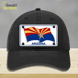 Arizona Waving Flag Novelty License Plate Hat Unconstructed Cotton / Black