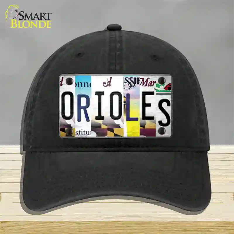 Orioles Strip Art Novelty License Plate Hat Tag Unconstructed Cotton Black
