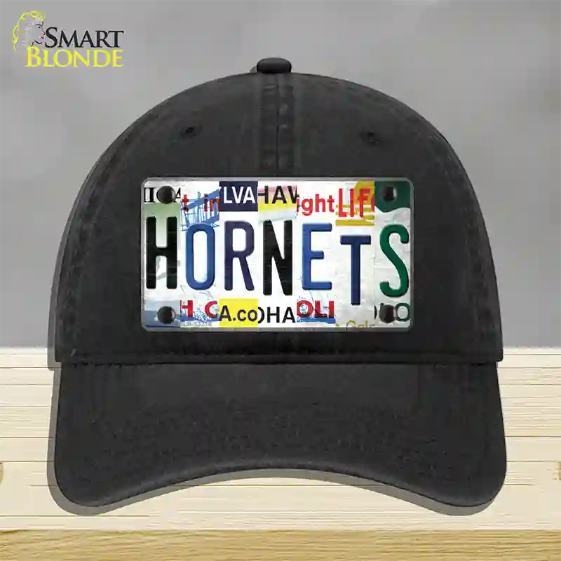Hornets Strip Art Novelty License Plate Hat Tag Unconstructed Cotton Black