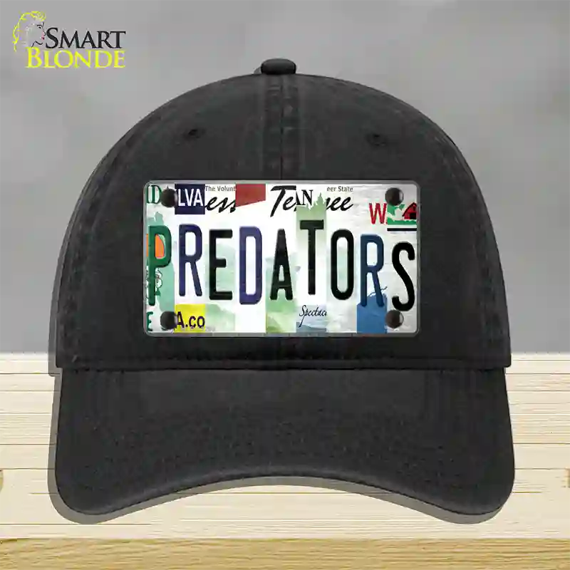Predators Strip Art Novelty License Plate Hat Tag Unconstructed Cotton Black
