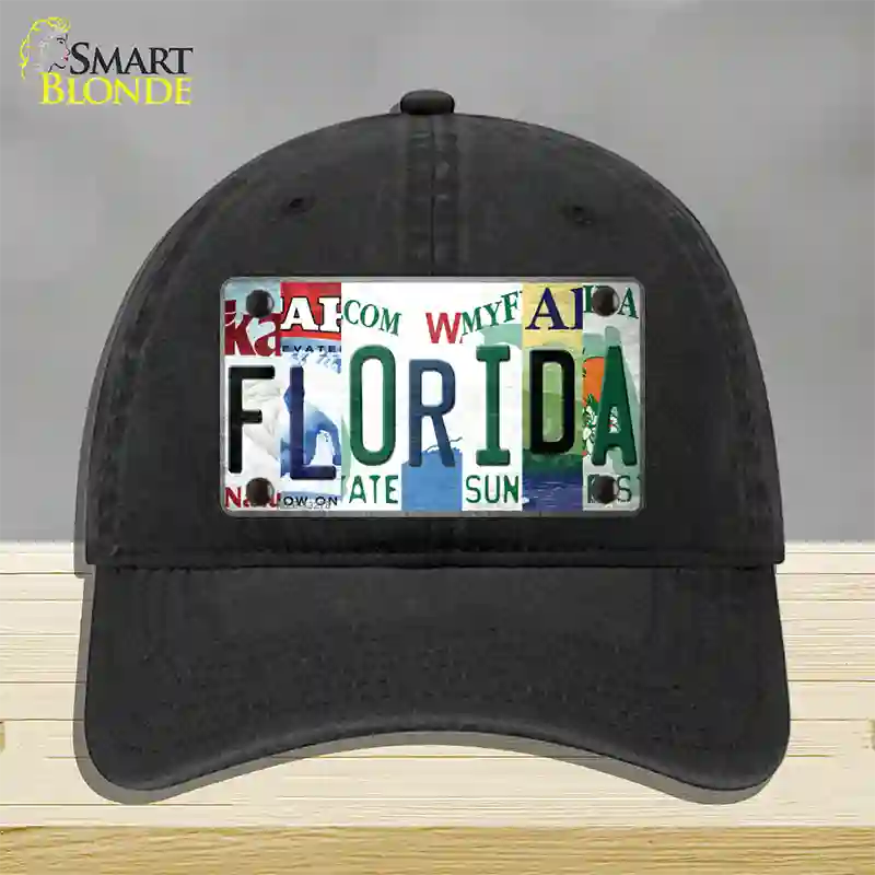 Florida Strip Art Novelty License Plate Hat Tag Unconstructed Cotton Black