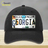 Georgia Strip Art Novelty License Plate Hat Tag Unconstructed Cotton Black