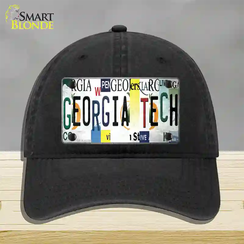 Georgia Tech Strip Art Novelty License Plate Hat Tag Unconstructed Cotton Black