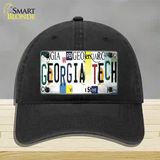 Georgia Tech Strip Art Novelty License Plate Hat Tag Unconstructed Cotton Black