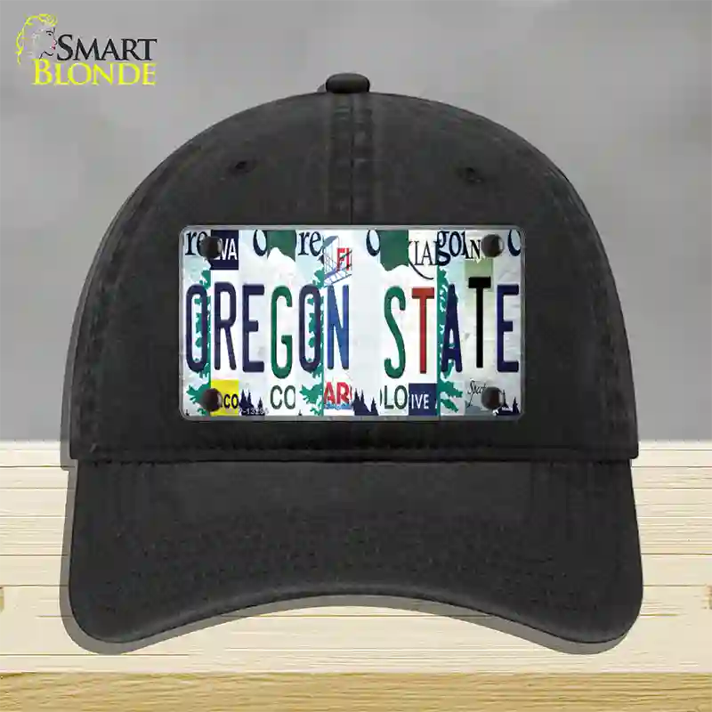 Oregon State Strip Art Novelty License Plate Hat Tag Unconstructed Cotton Black