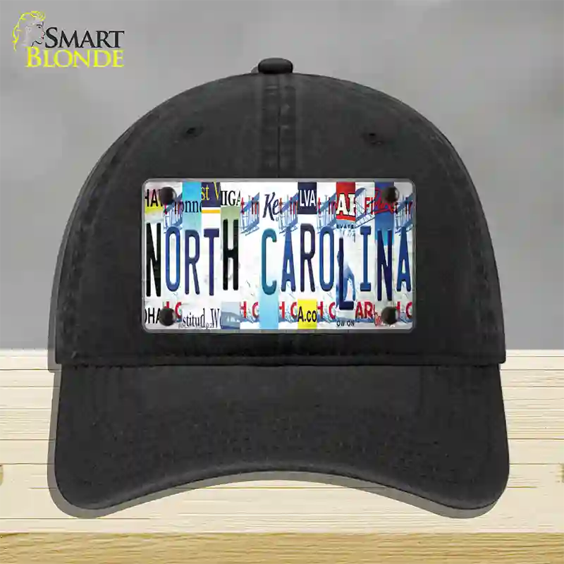 North Carolina Strip Art Novelty License Plate Hat Tag Unconstructed Cotton Black