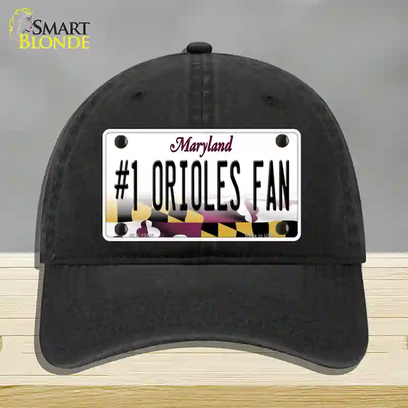 Number 1 Orioles Fan Novelty License Plate Hat Tag Unconstructed Cotton Black