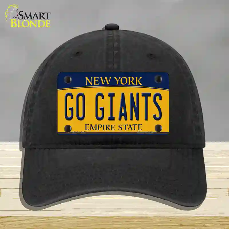 New York Go Giants Novelty License Plate Hat Tag Unconstructed Cotton Black