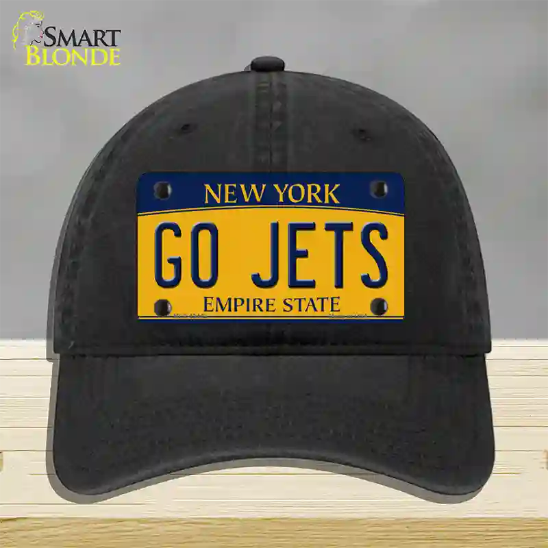 New York Go Jets Novelty License Plate Hat Tag Unconstructed Cotton Black